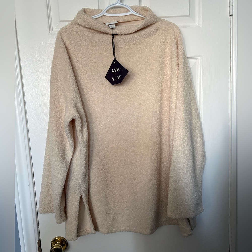 Ava & Viv women's fuzzy cowl-neck sweater NWT